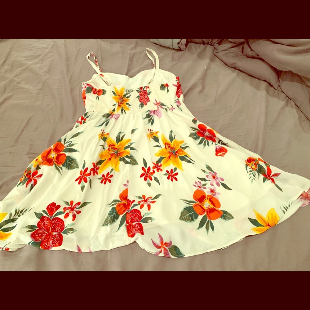 Old Navy tropical flowered white sundress
